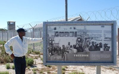 Guide på Robben Island i Sydafrika